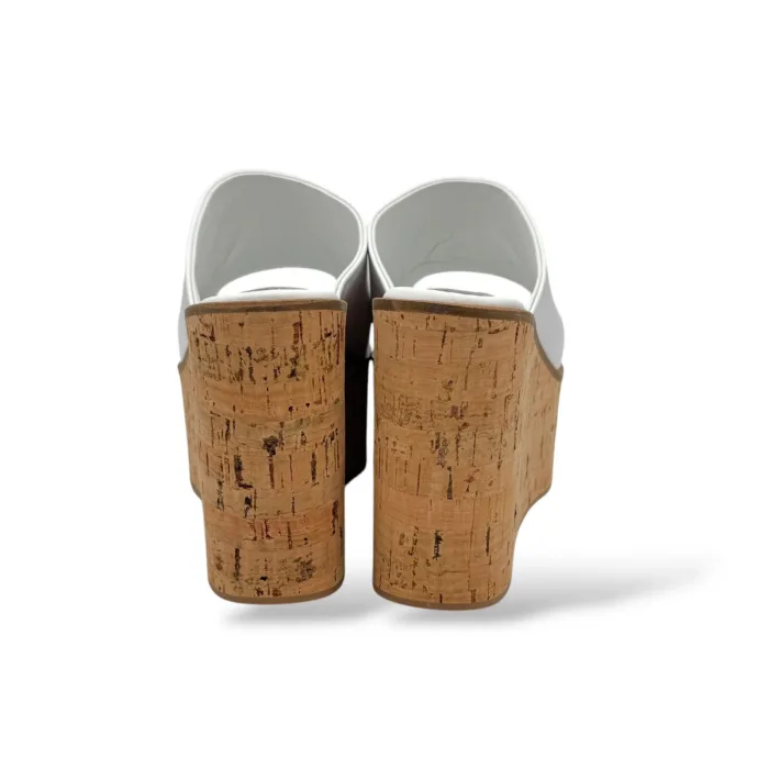Sandali Paloma Barcelò in Pelle Bianca con zeppa 12cm Plateau 5,5cm art 263002 Aliaga White, foto 4 di 4