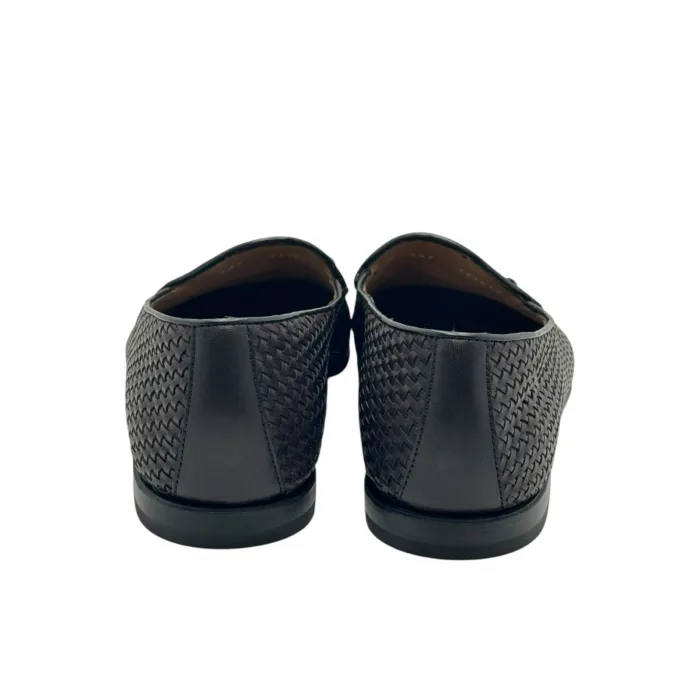 Mocassino Uomo Barrett In Pelle Intrecciata Sottile Testa di Moro Produzione a Sacchetto Fibbia Oro cod. 251U010.1, foto 4 di 6