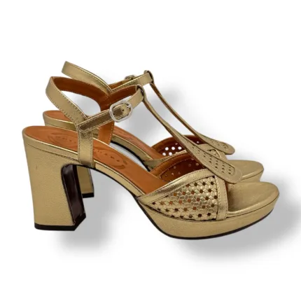 Sandalo Chie Mihara Oro, Tacco Grosso Oro 8 cm Plateau 2 cm art. KESIRA