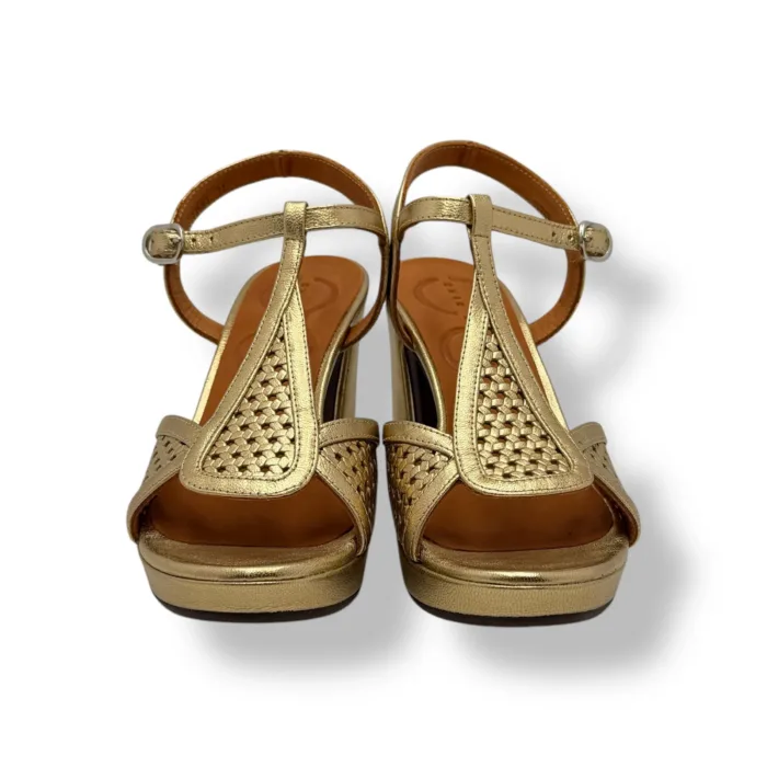 Sandalo Chie Mihara Oro, Tacco Grosso Oro 8 cm Plateau 2 cm art. KESIRA, foto 3 di 4