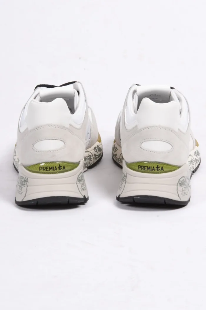 Sneakers Premiata Uomo In Pelle Bianca e Tela Traforata art. Moerun 6732, foto 5 di 5