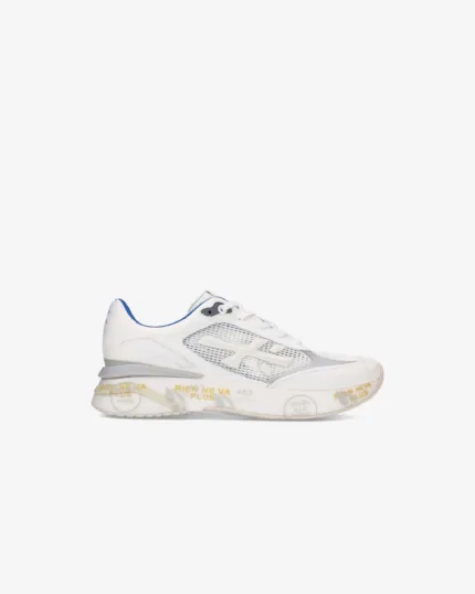 Sneakers Premiata Uomo In Pelle Bianca e Tela Traforata art. Moerun 6732