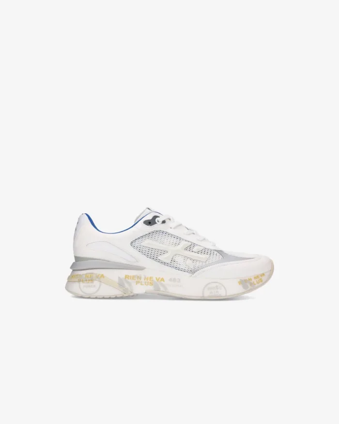 Sneakers Premiata Uomo In Pelle Bianca e Tela Traforata art. Moerun 6732, foto 1 di 5