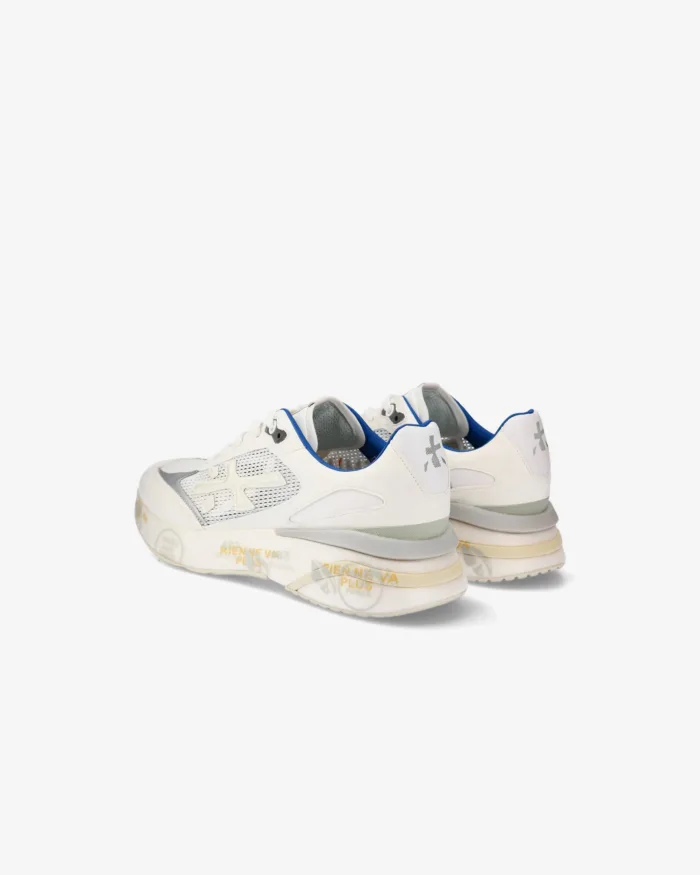 Sneakers Premiata Uomo In Pelle Bianca e Tela Traforata art. Moerun 6732, foto 4 di 5