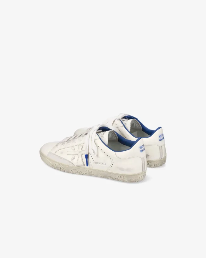 Sneakers Premiata Uomo In Pelle Bianca art. Steven 6652, foto 4 di 5