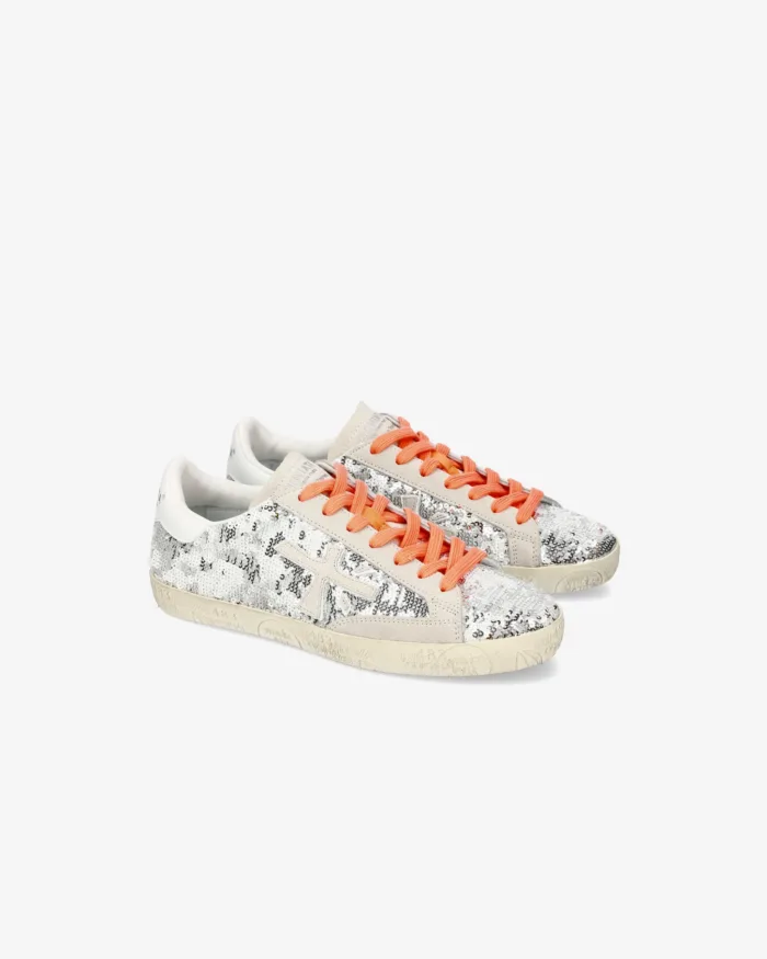 Sneakers Premiata Donna con Paillettes Argento art. Stevend 7270, foto 3 di 4