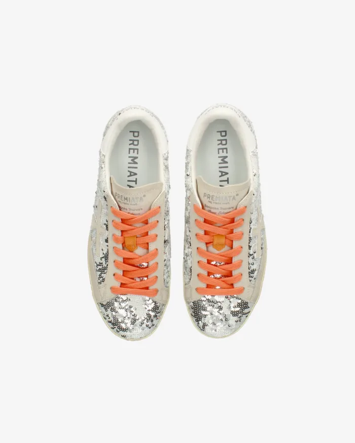 Sneakers Premiata Donna con Paillettes Argento art. Stevend 7270, foto 4 di 4