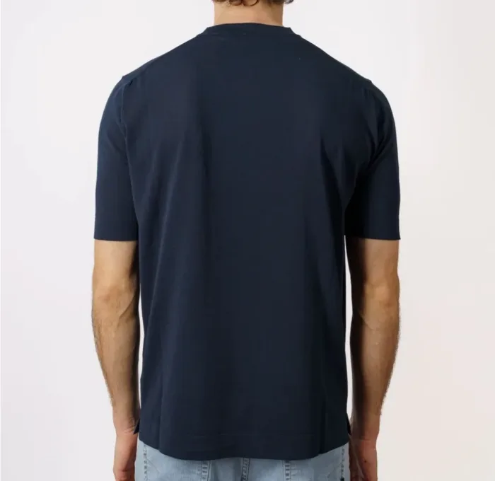 T-shirt in Crepe Cotton Filippo De Laurentiis Blu art TS0MC CR14R 880, foto 2 di 3
