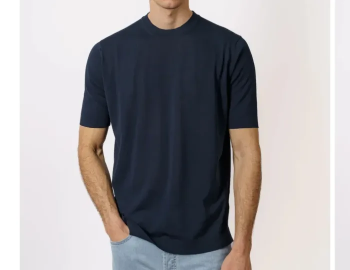 T-shirt in Crepe Cotton Filippo De Laurentiis Blu art TS0MC CR14R 880, foto 1 di 3