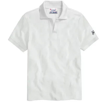 Polo Skipper in Piquet Senza Bottoni Uomo Mc2 Saint Barth Bianco art. Charles 01n White