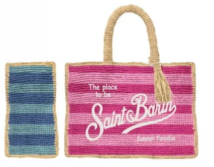 Borsa a mano Media Mc2 Saint Barth in Rafia Beige art. Colette Raffia Stripes MultiC 2132 Emb