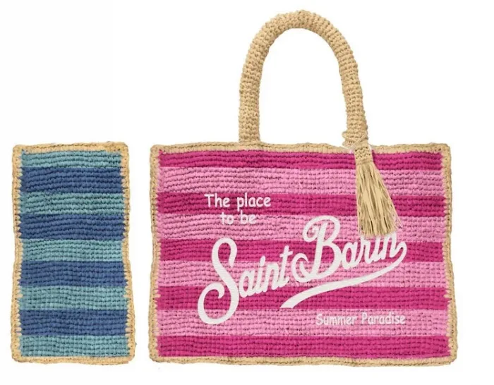 Borsa a mano Media Mc2 Saint Barth in Rafia Beige art. Colette Raffia Stripes MultiC 2132 Emb, foto 1 di 1