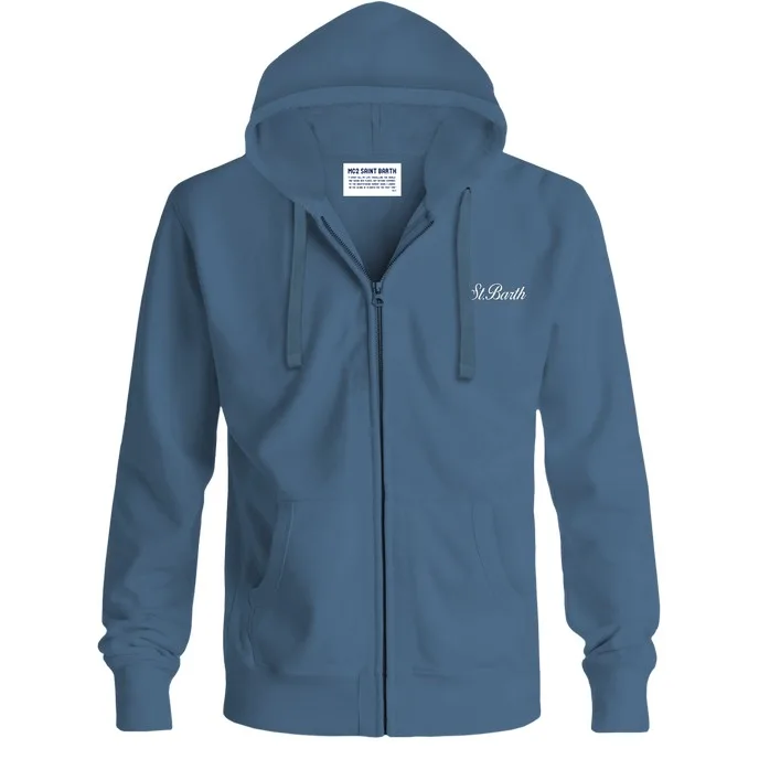 Felpa con Cappuccio e Zip Mc2 Saint Barth Azzurra art. Danny SB 33 Emb, foto 1 di 1