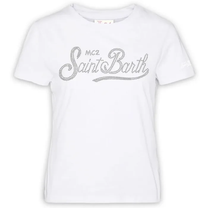 T-Shirt Donna Mc2 Saint Barth Bianca art. Emilie SB 01N STRASS, foto 1 di 1