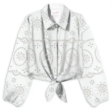 Camicia Cropped Mc2 Saint Barth Bianca art. Febe Cotton Sangallo Embry 01