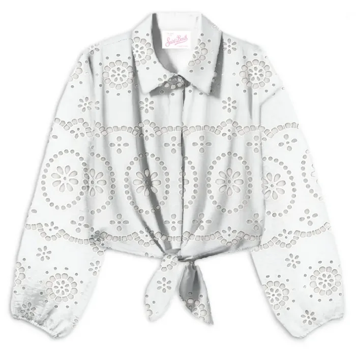 Camicia Cropped Mc2 Saint Barth Bianca art. Febe Cotton Sangallo Embry 01, foto 1 di 1