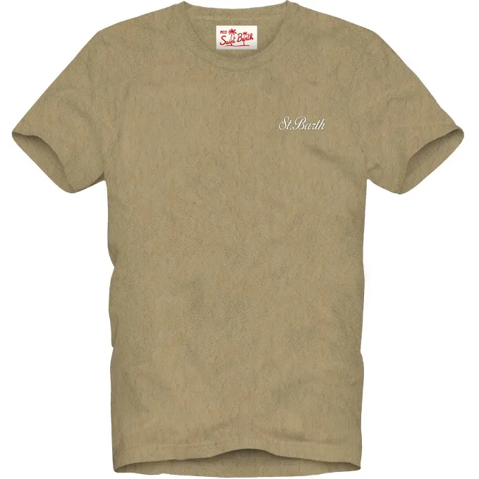 T-Shirt Uomo Mc2 Saint Barth Beige In Spugna art. Gary Terry SB 11 Emb, foto 1 di 1