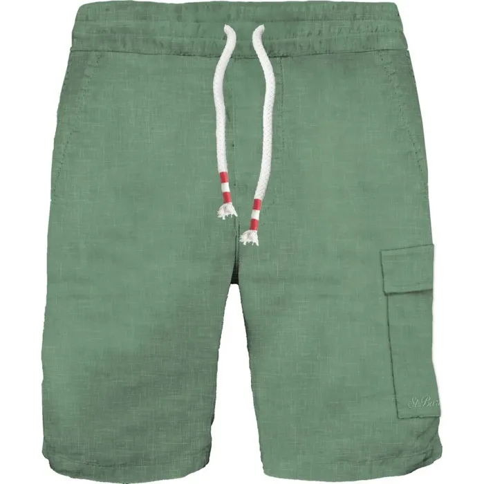Bermuda in Lino Mc2 Saint Barth Verde Acqua con Tascone art. Marseille Linen 53 Sage, foto 1 di 1