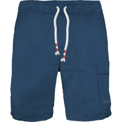 Bermuda in Lino Mc2 Saint Barth Blu con Tascone art. Marseille Linen 60 Marine Blue