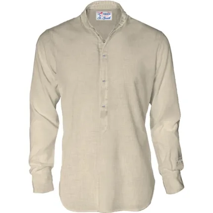 Camicia Collo Coreano in Lino Manica Lunga Mc2 Saint Barth Beige art Naxos Linen 10H Grain