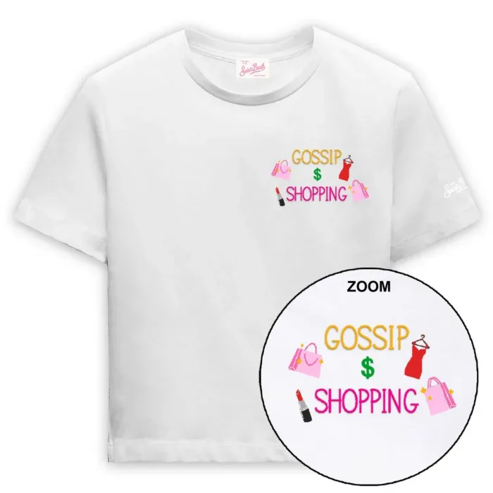 T-Shirt Donna Mc2 Saint Barth Bianca art. Emilie Gossip Shopping 01n Emb, foto 1 di 1