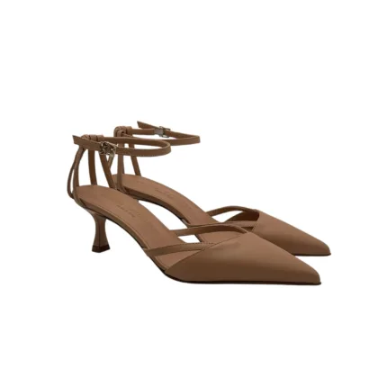 Sandalo con Braccialetto Alla Caviglia Sergio Levantesi in Pelle Nude, Tacco 6 cm art.ENRICA5