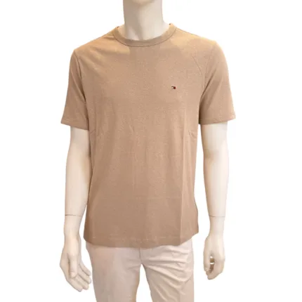 T-shirt Regular Fit con Bandierina ricamata Tommy Hilfiger Beige art. MW0MW38637 RBT