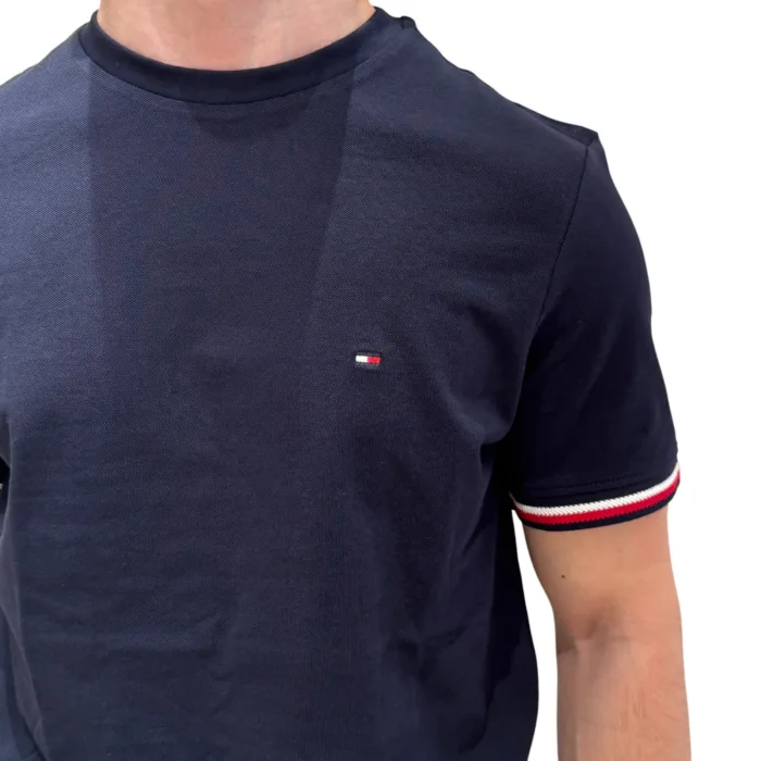 T-shirts Uomo Tommy Hilfiger Blu Con Bordi Iconici art. MW0MW38630 DW5, foto 2 di 2