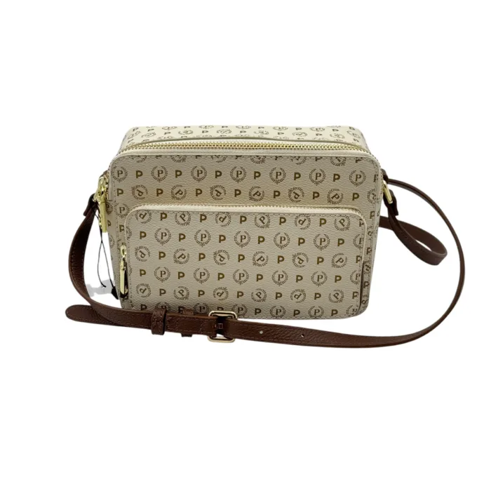 Borsa A Tracolla Pollini Heritage in Pelle Avorio con Dettagli Marroni E Tasca Con Cerniera Frontale art. TE8535PP0MQ1110C, foto 1 di 4