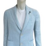 Giacca Lardini in Misto Lino Sfoderata Celeste Art. EQSK528AE EQSK62514 801 - immagine 2
