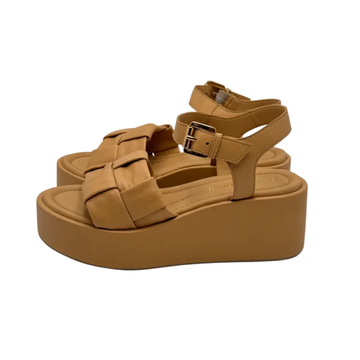 Sandalo Con Zeppa Elvio Zanon in Pelle Cuoio Zeppa 6 cm art. EB0904X, foto 4 di 5