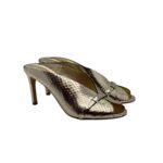 Sandalo Del Carlo  Sabot Mules Open Toe in Nappa Pitonata oro art. CANNES 11922