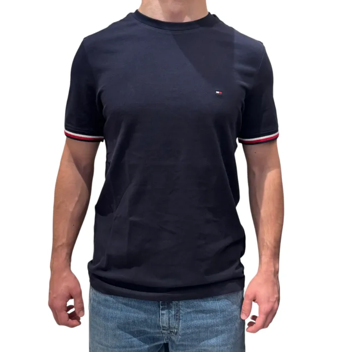 T-shirts Uomo Tommy Hilfiger Blu Con Bordi Iconici art. MW0MW38630 DW5, foto 1 di 2