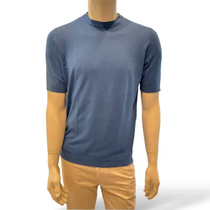 T-shirt in Crepe Cotton Filippo De Laurentiis Blu Francia art TS0MC CR14R 871