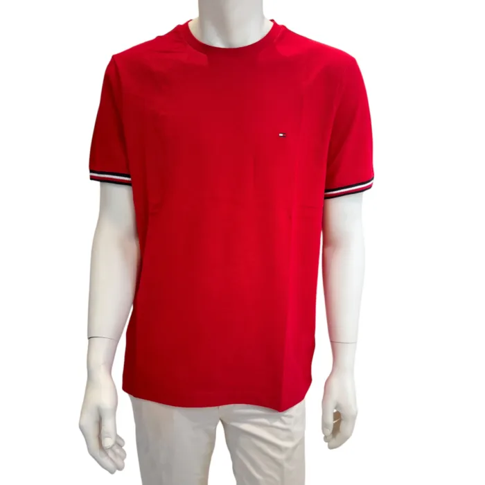 T-shirts Uomo Tommy Hilfiger Rosso Con Bordi Iconici art. MW0MW38630 XLD, foto 1 di 1