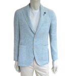 Giacca Lardini in Misto Lino Sfoderata Celeste Art. EQSK528AE EQSK62514 801