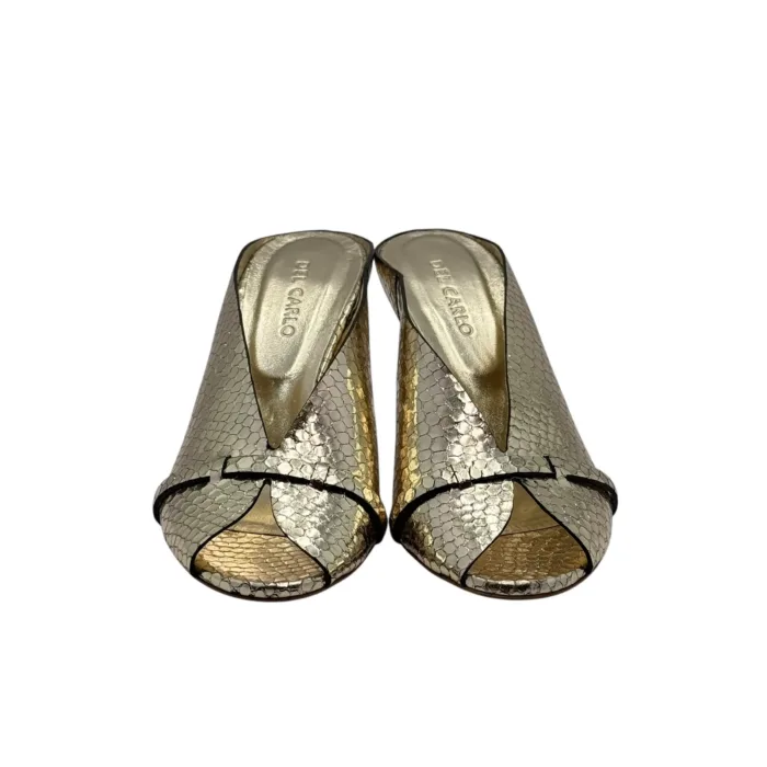 Sandalo Del Carlo  Sabot Mules Open Toe in Nappa Pitonata oro art. CANNES 11922, foto 2 di 6