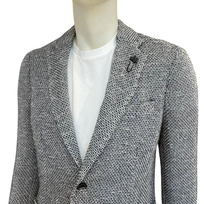Giacca Lardini in Misto Lino Sfoderata Fantasia Blu Art. EQ528AE79 EQSK62500 100BL, foto 3 di 3