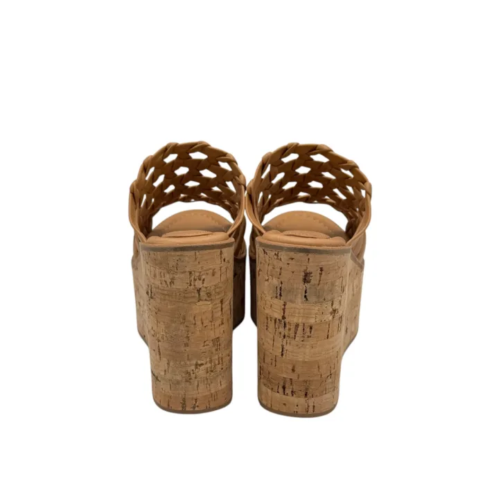 Sandali Paloma Barcelò in Pelle Cammello con zeppa 12cm Plateau 5,5cm art 266402 Aretha Camel, foto 5 di 5