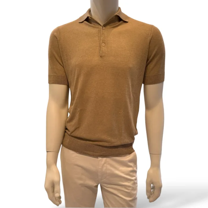 Polo Manica Corta 3 Bottoni In Misto Seta Lino Filippo De Laurentiis Corda art. PL1MC LS16R 080, foto 1 di 2
