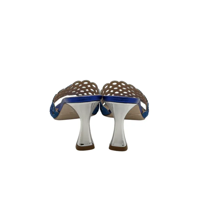 Sabot Mules Pasquini In Camoscio Blu Elettrico e Strass , Tacco 8 cm art. 2877 T3773A, foto 5 di 5