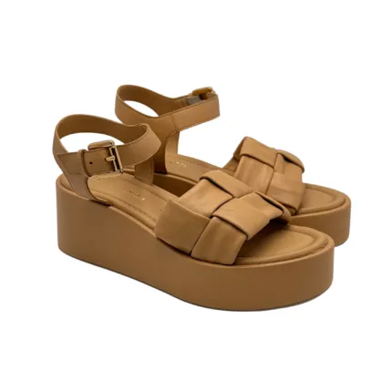 Sandalo Con Zeppa Elvio Zanon in Pelle Cuoio Zeppa 6 cm art. EB0904X