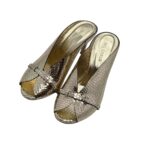 Sandalo Del Carlo  Sabot Mules Open Toe in Nappa Pitonata oro art. CANNES 11922 - immagine 5