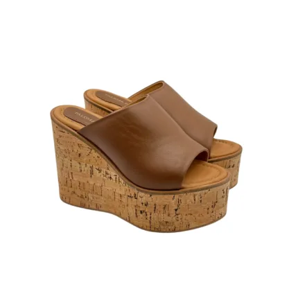 Sandali Paloma Barcelò in Pelle Marrone con zeppa 12cm Plateau 5,5cm art 263002 Aliaga Camel