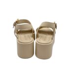 Sandalo Con Zeppa Elvio Zanon in Pelle Avorio Zeppa 6 cm art. EB0904X - immagine 5