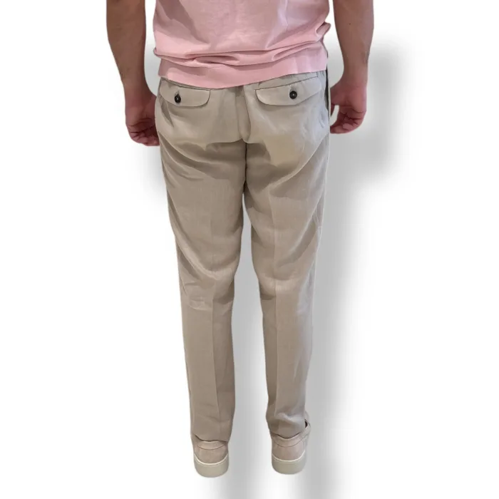 Pantaloni In Puro Lino con Elastico in vita e Tasca a Filo Michael Coal Beige art. MCDEN3783S25, foto 3 di 3