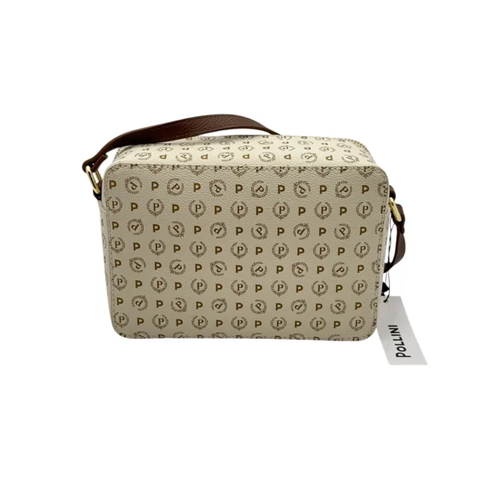 Borsa A Tracolla Pollini Heritage in Pelle Avorio con Dettagli Marroni E Tasca Con Cerniera Frontale art. TE8535PP0MQ1110C, foto 4 di 4