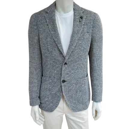Giacca Lardini in Misto Lino Sfoderata Fantasia Blu Art. EQ528AE79 EQSK62500 100BL