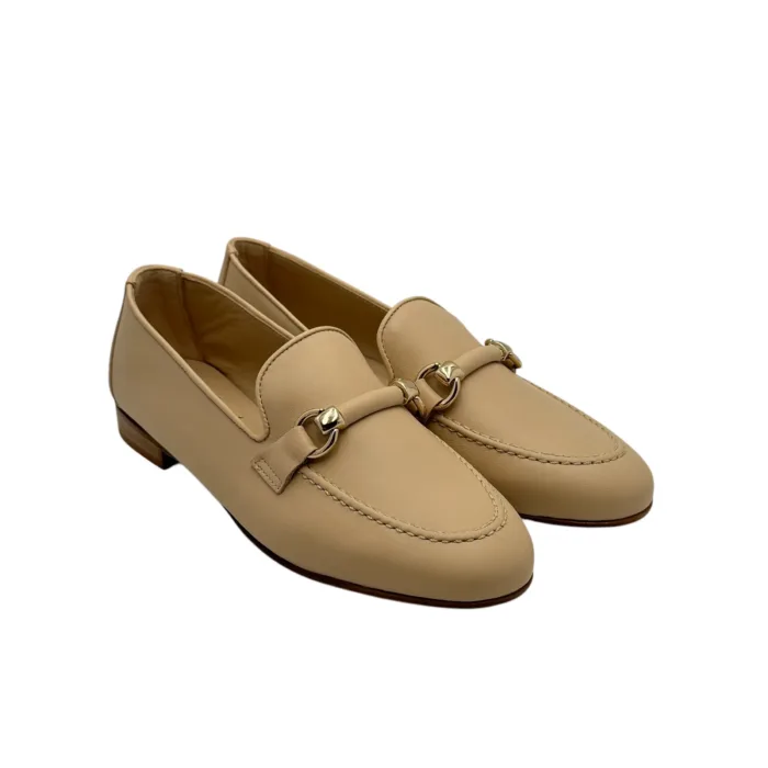 Mocassino Illogica in Pelle Beige accessorio Fibbia Oro art. 2091, foto 2 di 6