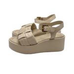 Sandalo Con Zeppa Elvio Zanon in Pelle Avorio Zeppa 6 cm art. EB0904X - immagine 4